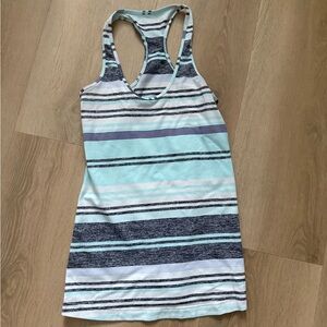 Lululemon Cool Racerback in Cadet Blue Static Wave Stripe